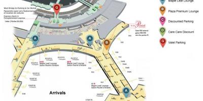 Mapa de Toronto Pearson international airport terminal de llegadas