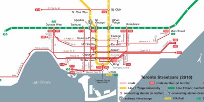 Mapa de Toronto sistema de tranvías