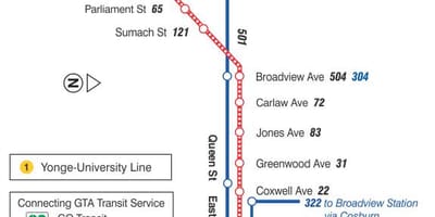 Mapa de la línea de tranvía 503 Kingston Road