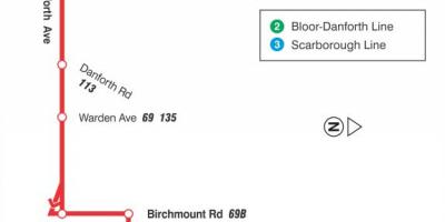 Mapa de TTC 20 Acantilado de la ruta de autobús de Toronto
