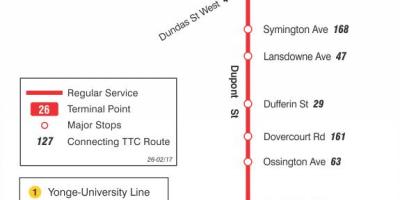 Mapa de TTC 26 de Dupont de la ruta de autobús de Toronto