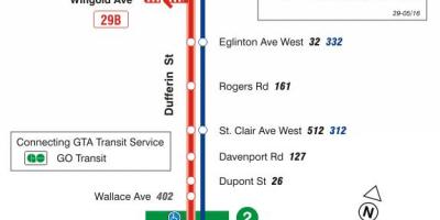 Mapa de TTC 29 de Dufferin la ruta de autobús de Toronto