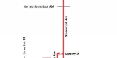 Mapa de TTC 31 de Greenwood de la ruta de autobús de Toronto