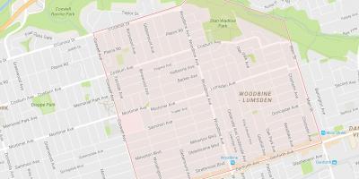 Mapa de Woodbine Alturas barrio de Toronto